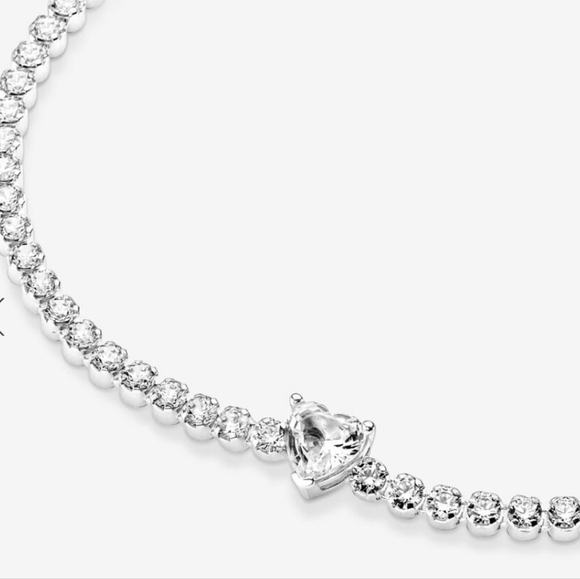 Pandora Sparkling Heart Tennis Bracelet 590041c01-16Sterling silver NWT - Picture 4 of 6